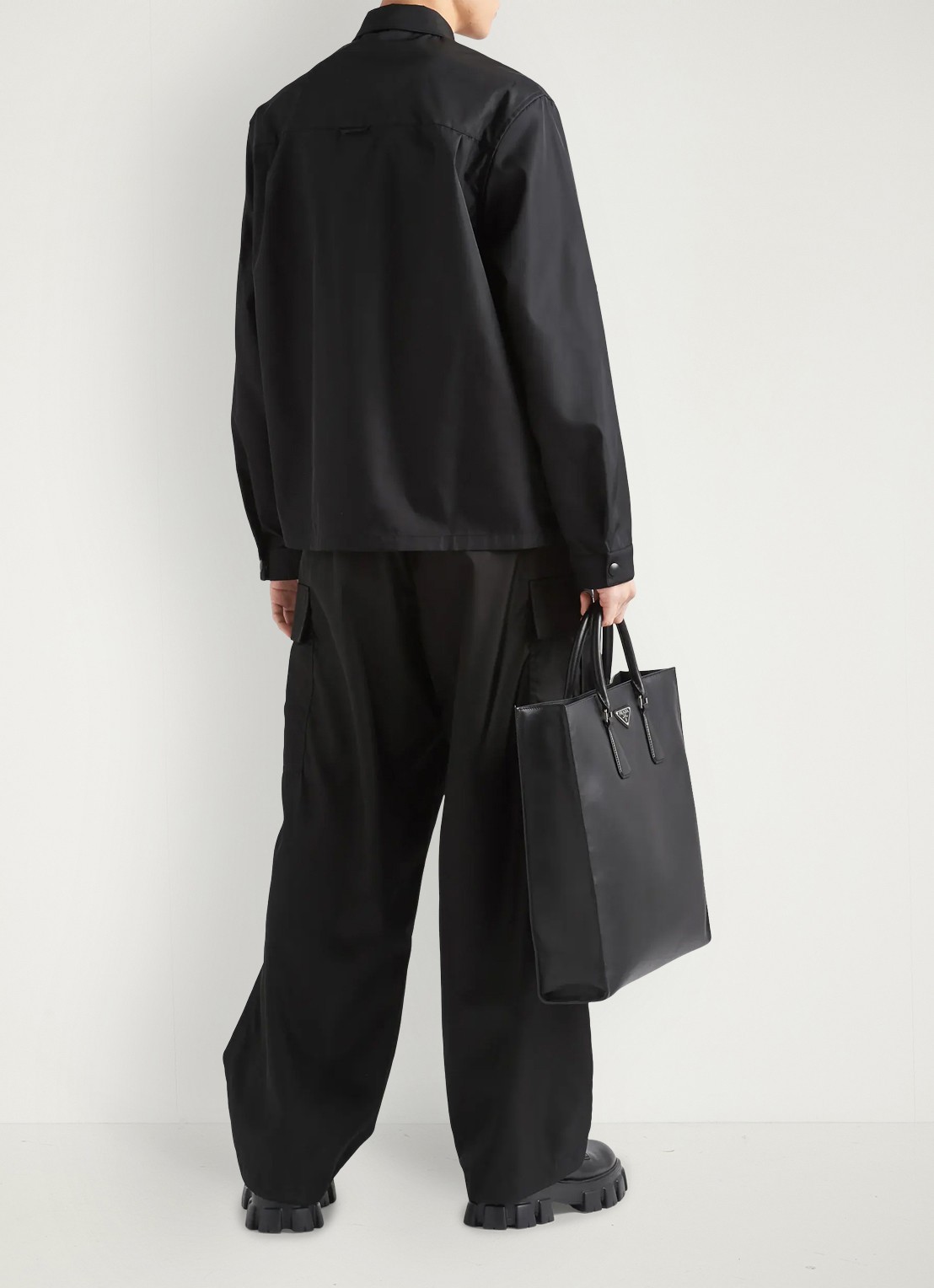 Prada Re-Nylon regular fit overhemd met logo - achterkant 6 zwart