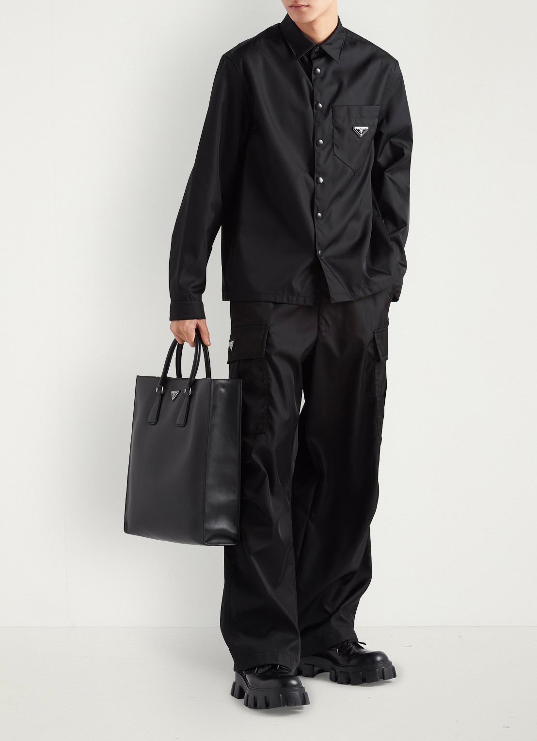 Prada Re-Nylon regular fit overhemd met logo - detail 3 zwart