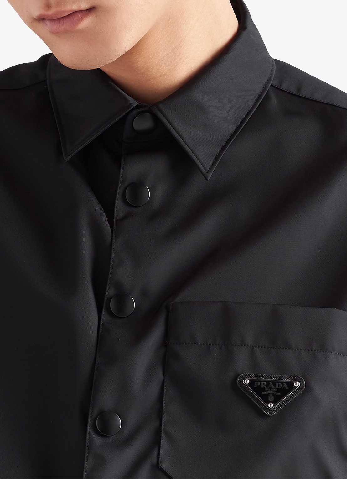 Prada Re-Nylon regular fit overhemd met logo - detail 5 zwart
