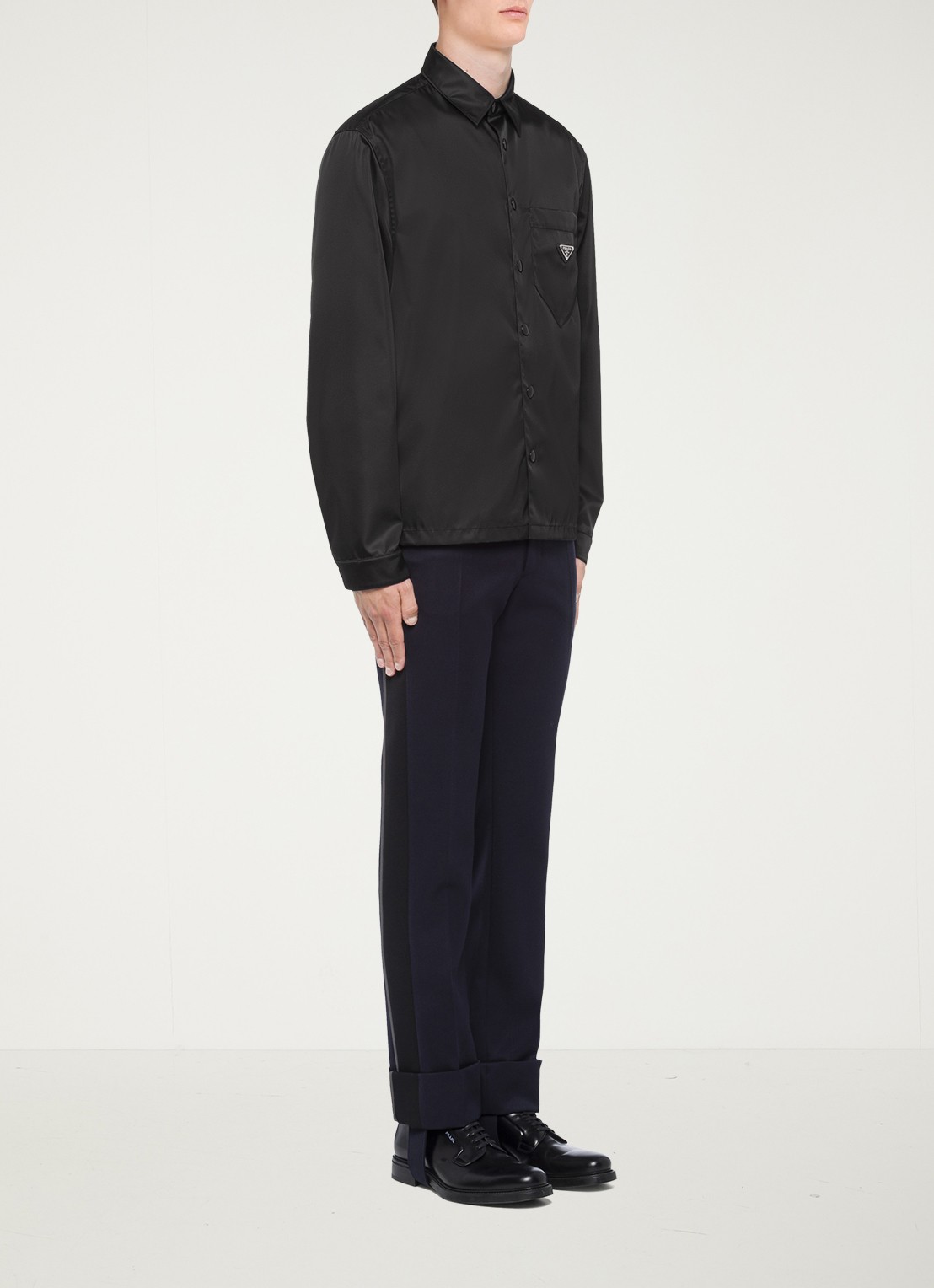 Prada Re-Nylon regular fit overhemd met logo - voorkant 2 zwart