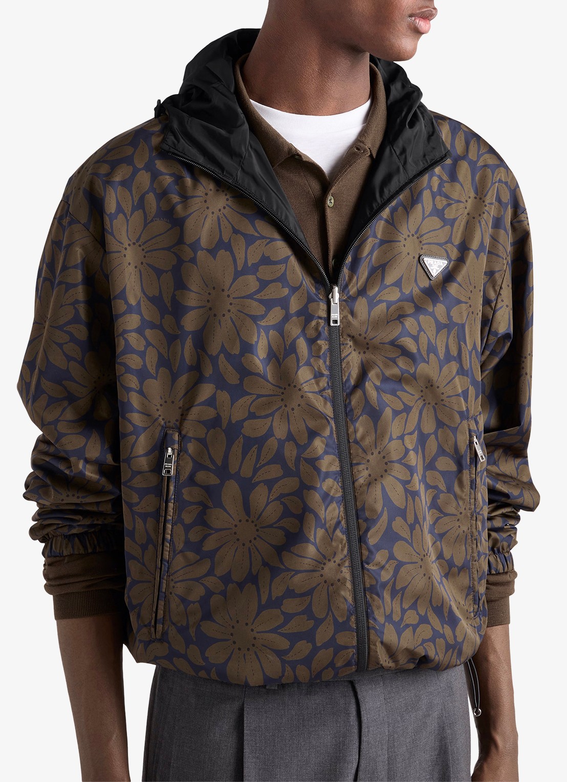 Prada Re-Nylon reversible jack met ritszakken - detail zwart