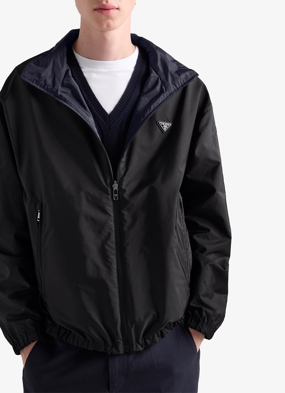 Prada Re-Nylon reversible jack met ritszakken - detail 4 zwart