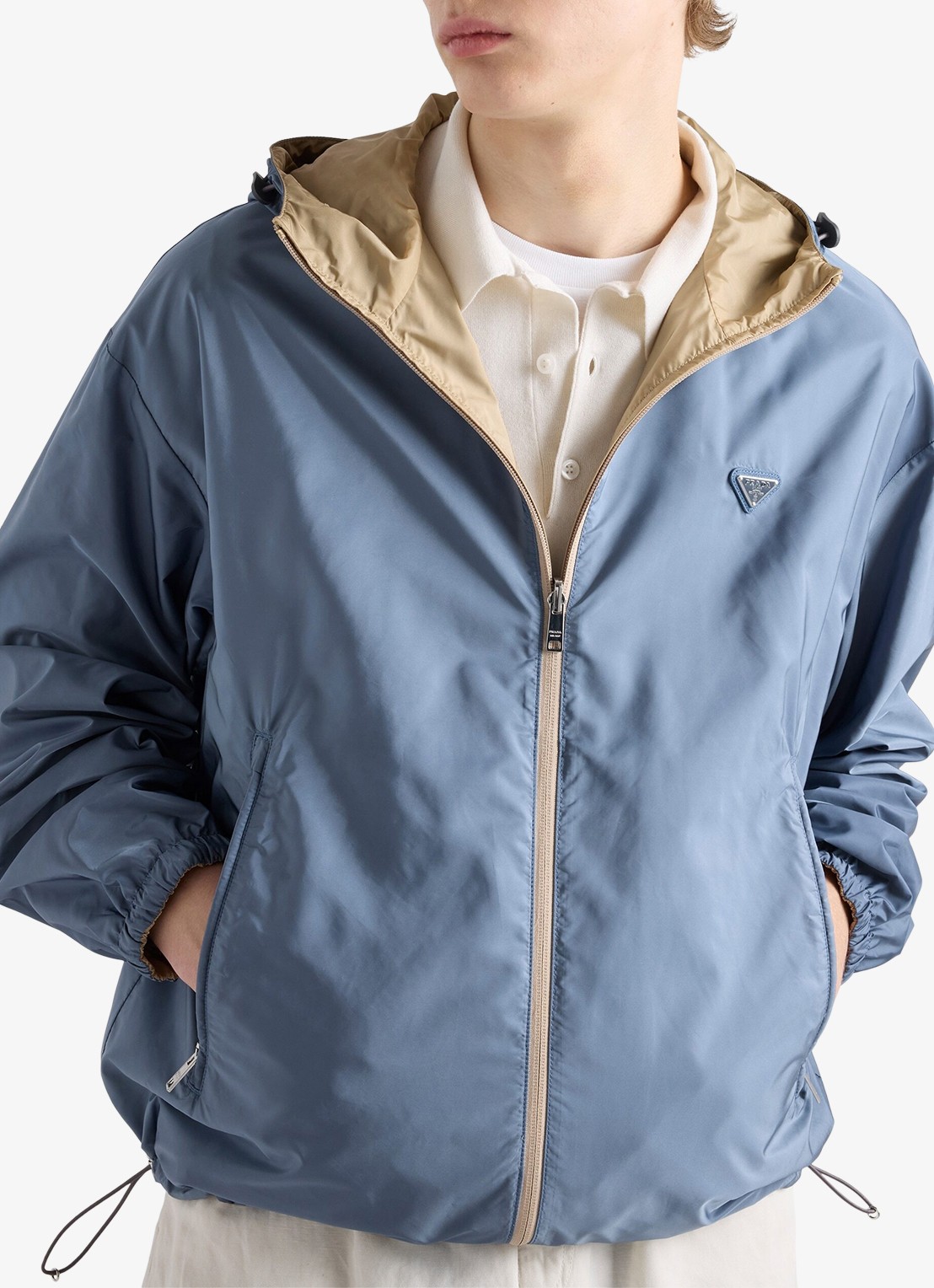 Prada Re-Nylon reversible jack met ritszakken - detail 4 bruin