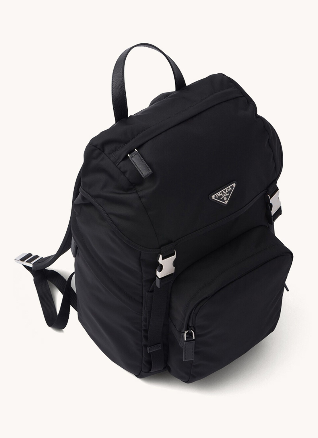 Prada Re-Nylon rugzak met kalfsleren details - achterkant 3 zwart