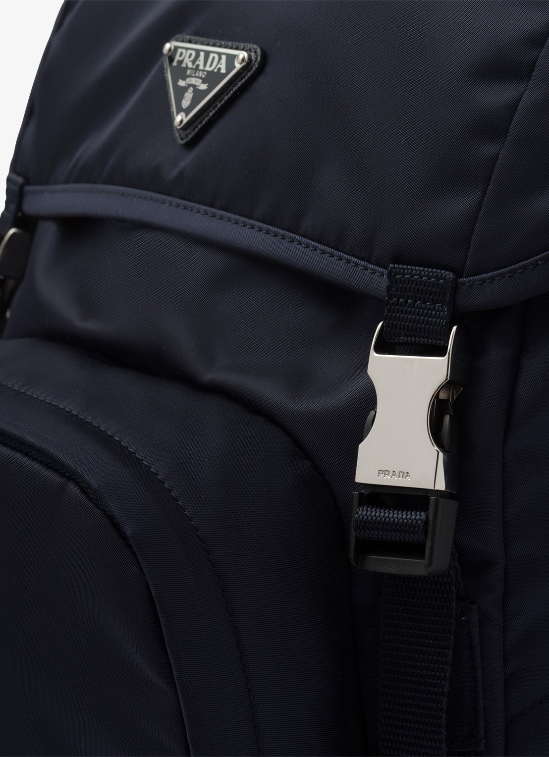 Prada Re-Nylon rugzak met kalfsleren details - detail 5 donkerblauw