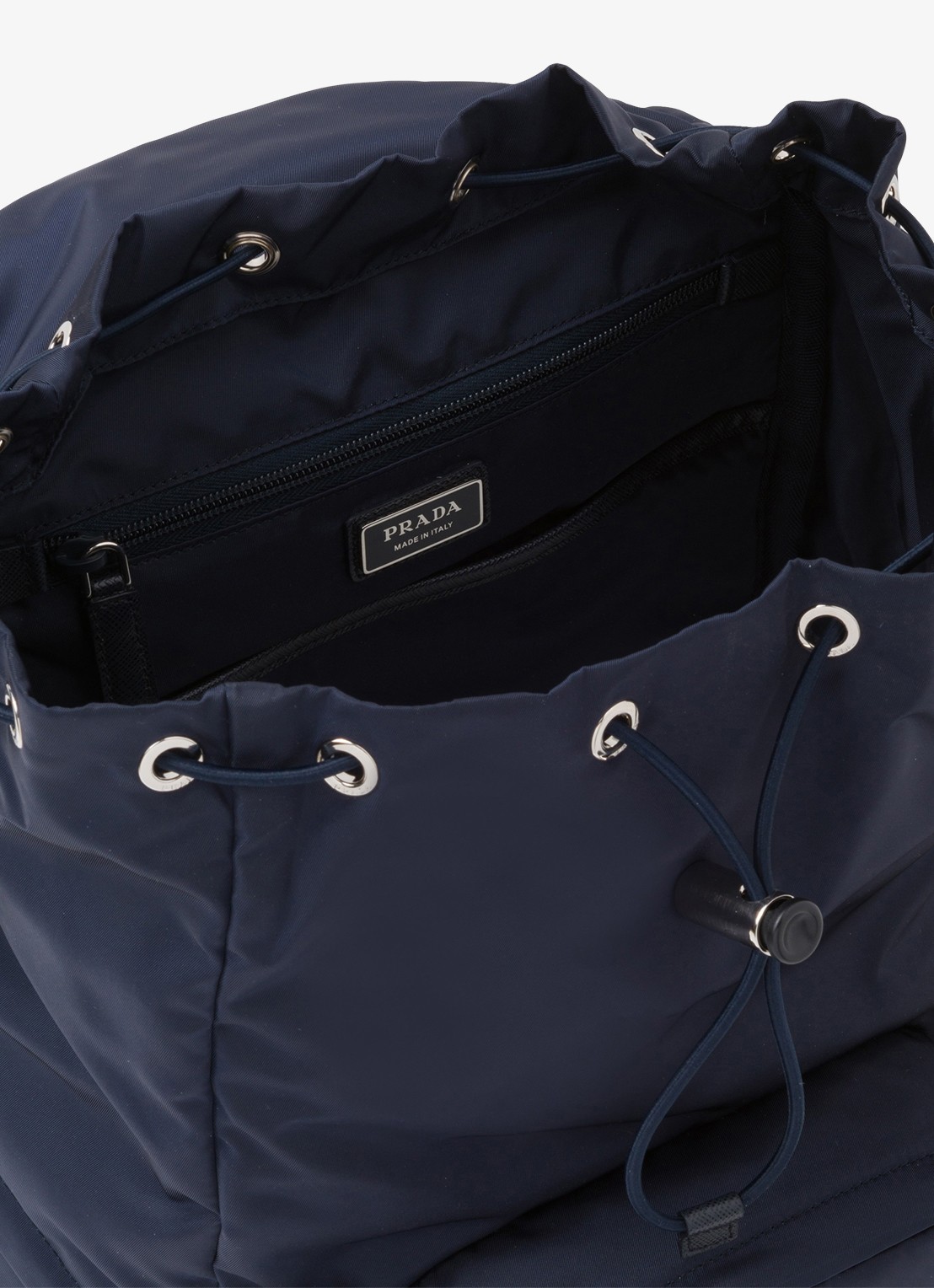 Prada Re-Nylon rugzak met kalfsleren details - detail 6 donkerblauw