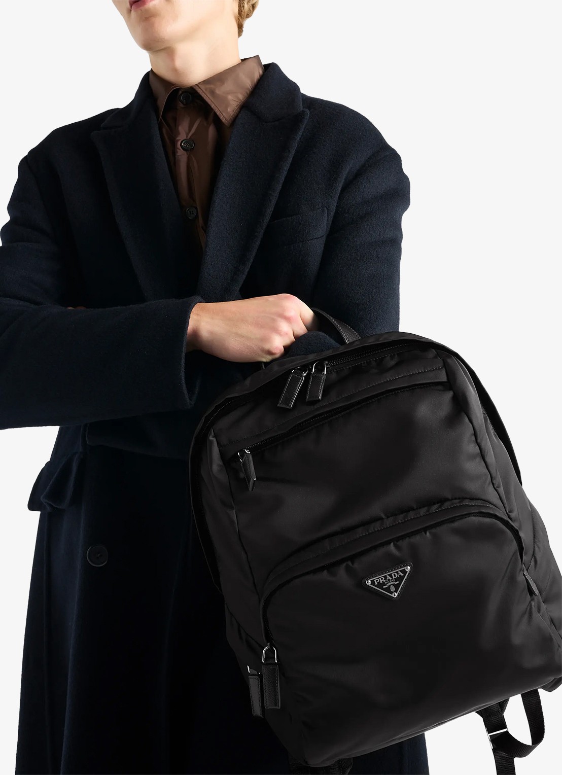 Prada Re-Nylon rugzak met leren details - detail 7 zwart