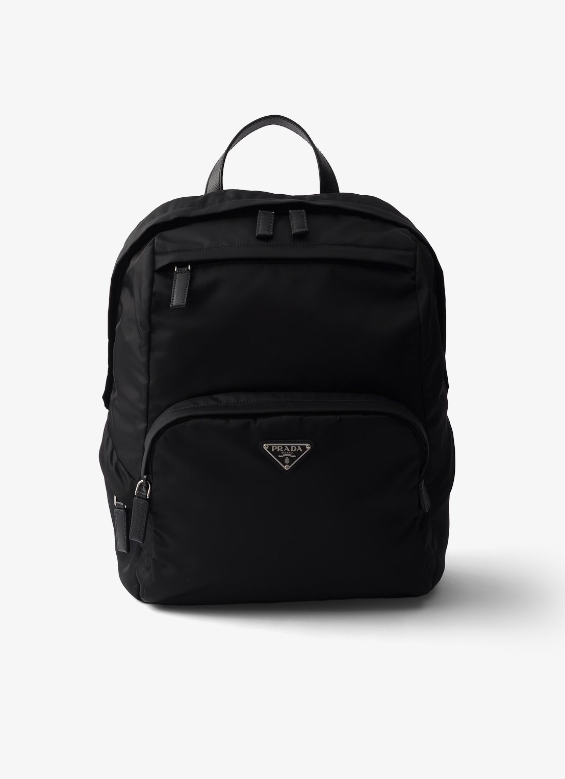 Prada Re-Nylon rugzak met leren details - voorkant 2 zwart