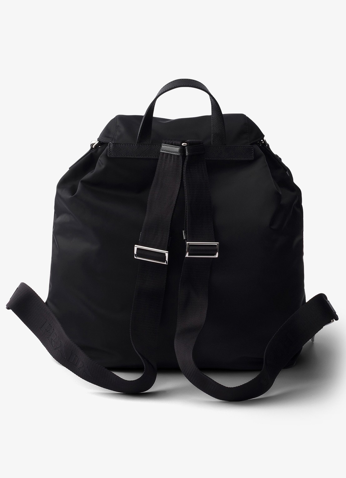 Prada Re-Nylon rugzak met leren details - achterkant 6 zwart