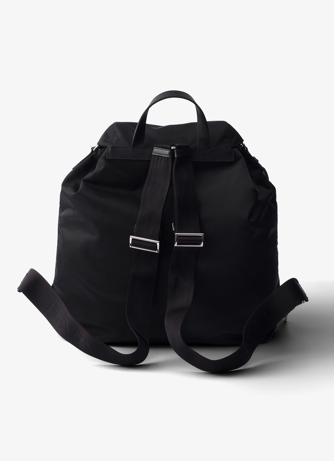 Prada Re-Nylon rugzak met leren details - achterkant zwart