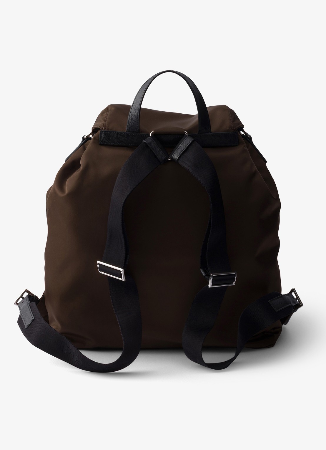Prada Re-Nylon rugzak met leren details - achterkant 7 donkerbruin
