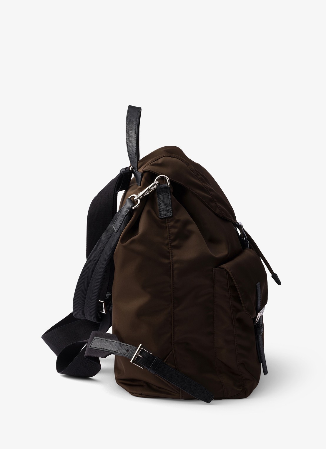 Prada Re-Nylon rugzak met leren details - detail 2 donkerbruin