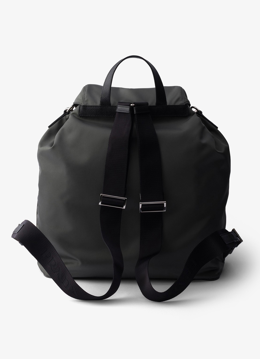 Prada Re-Nylon rugzak met leren details - achterkant donkergrijs
