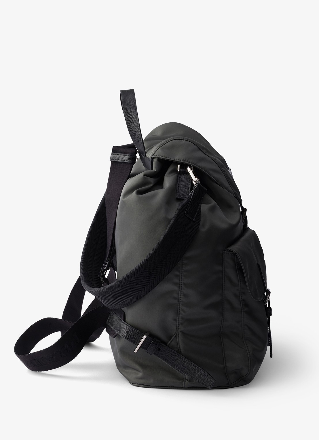 Prada Re-Nylon rugzak met leren details - detail 4 donkergrijs