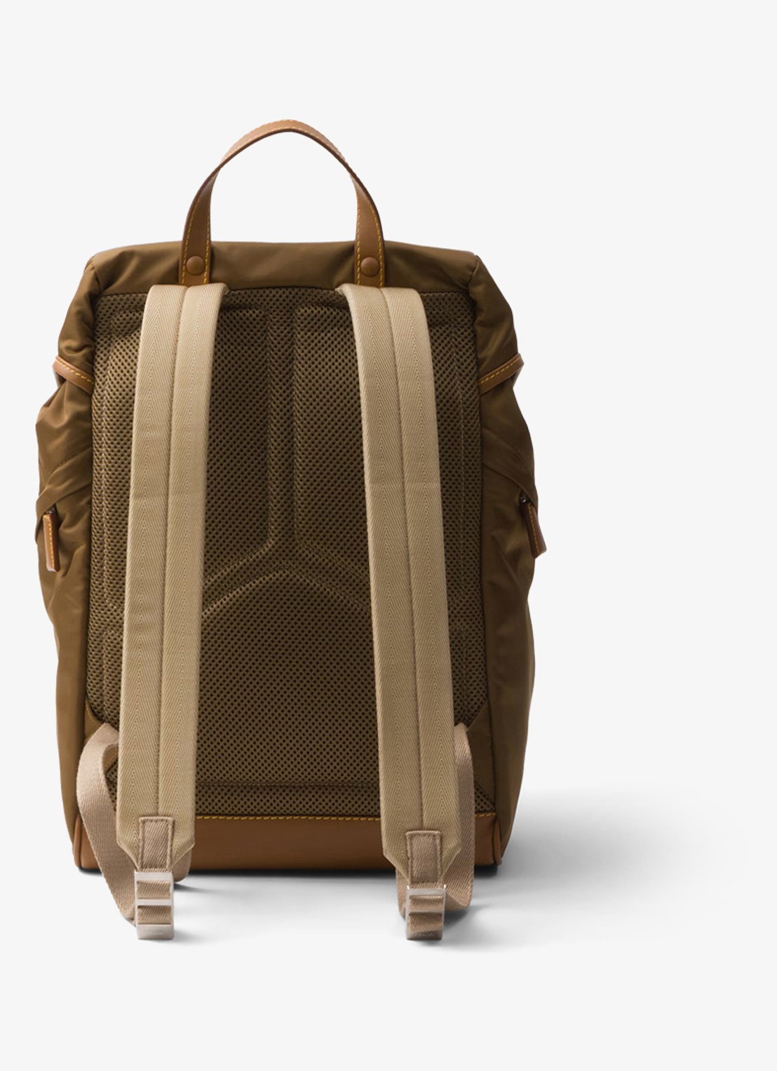 Prada Re-Nylon rugzak met leren details - achterkant 7 bruin