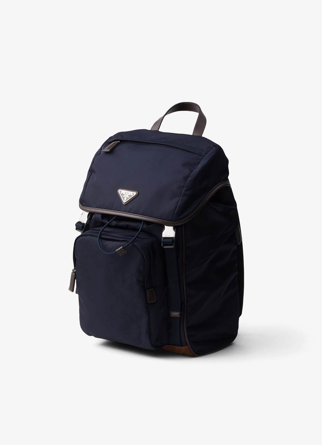 Prada Re-Nylon rugzak met leren details - detail donkerblauw