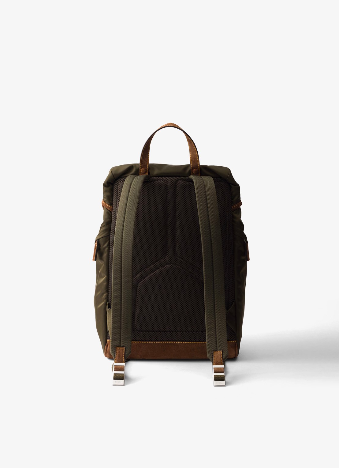 Prada Re-Nylon rugzak met leren details - achterkant legergroen