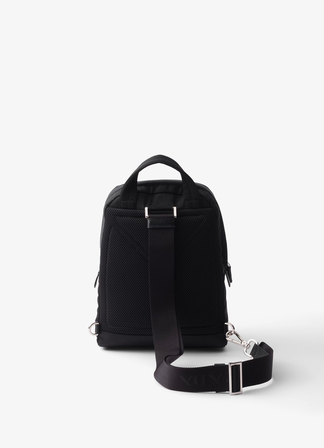Prada Re-Nylon rugzak met leren details - achterkant 6 zwart