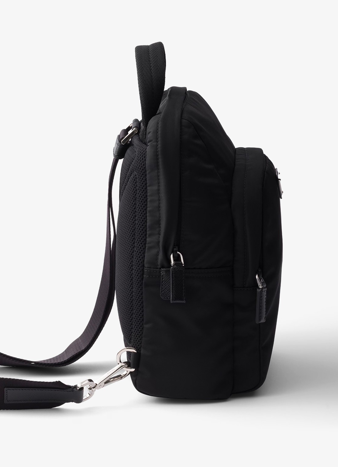 Prada Re-Nylon rugzak met leren details - detail 3 zwart