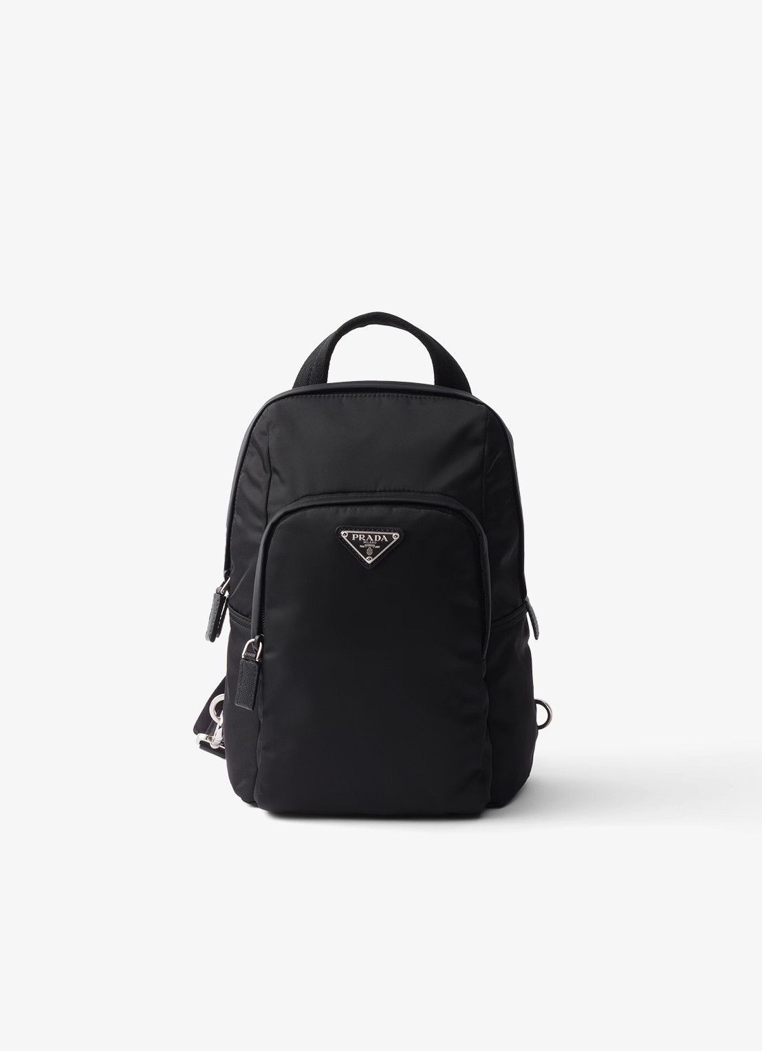 Prada Re-Nylon rugzak met leren details - voorkant zwart