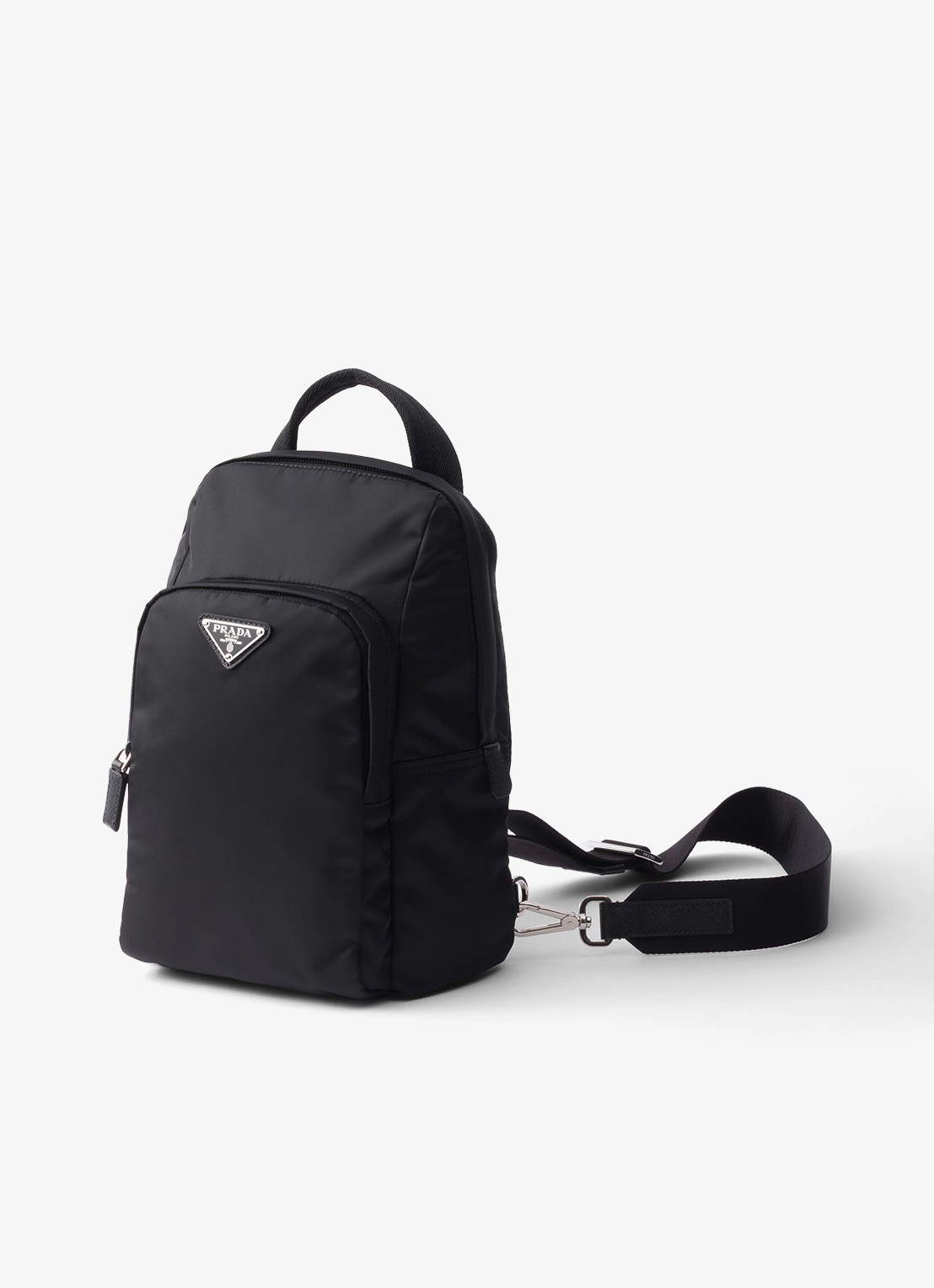 Prada Re-Nylon rugzak met leren details - voorkant 2 zwart