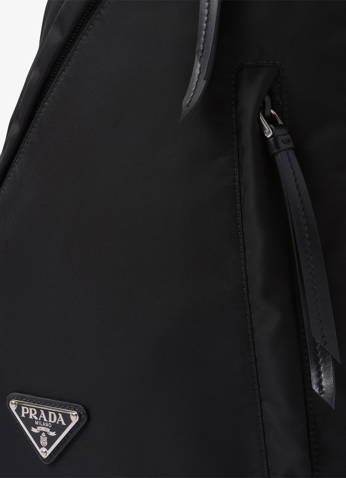 Prada Re-Nylon rugzak met leren details - detail 6 zwart