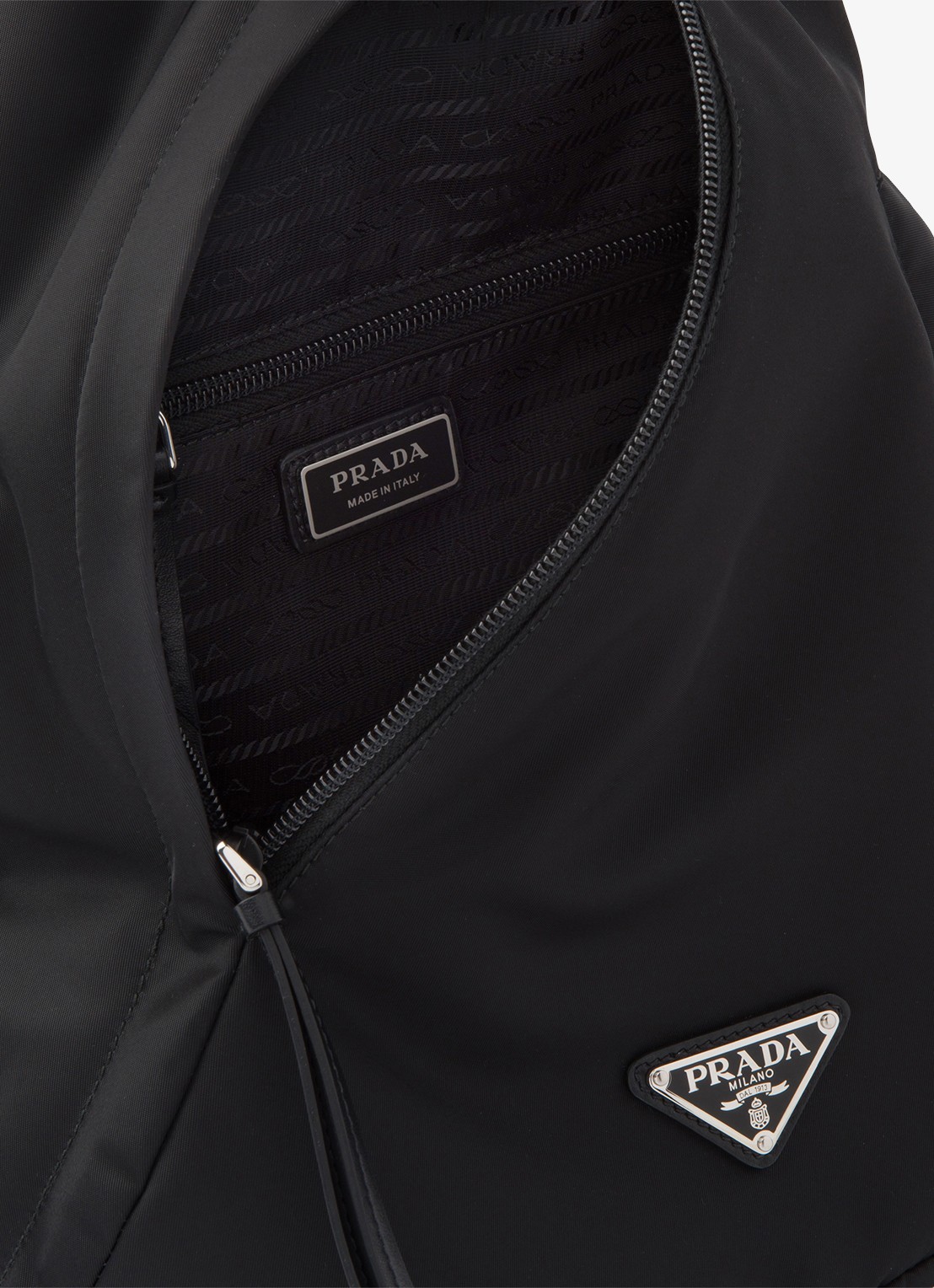 Prada Re-Nylon rugzak met leren details - detail 7 zwart