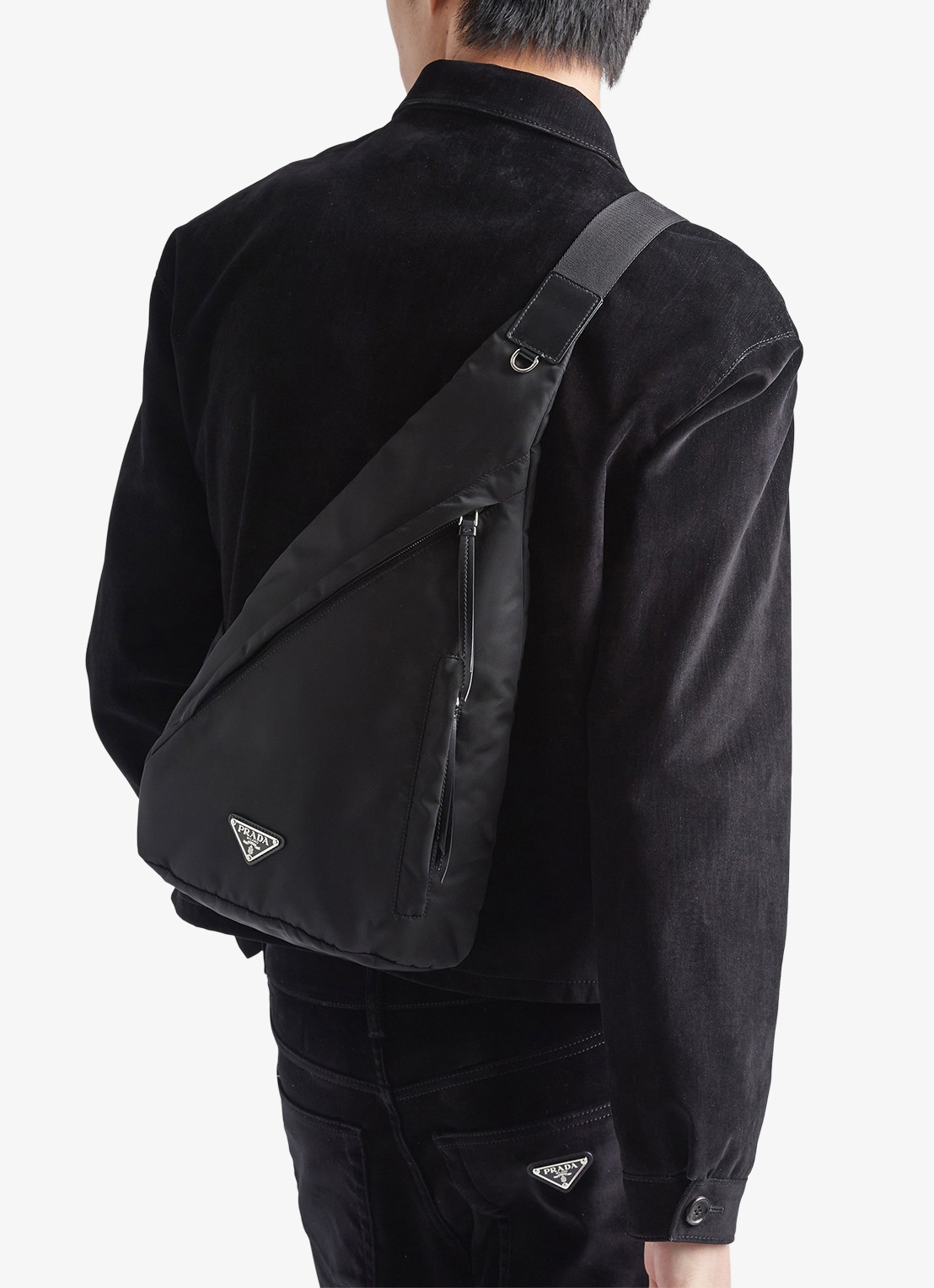 Prada Re-Nylon rugzak met leren details - voorkant 3 zwart