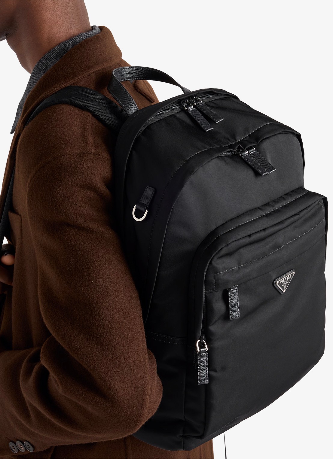 Prada Re-Nylon rugzak met logo - voorkant 3 zwart