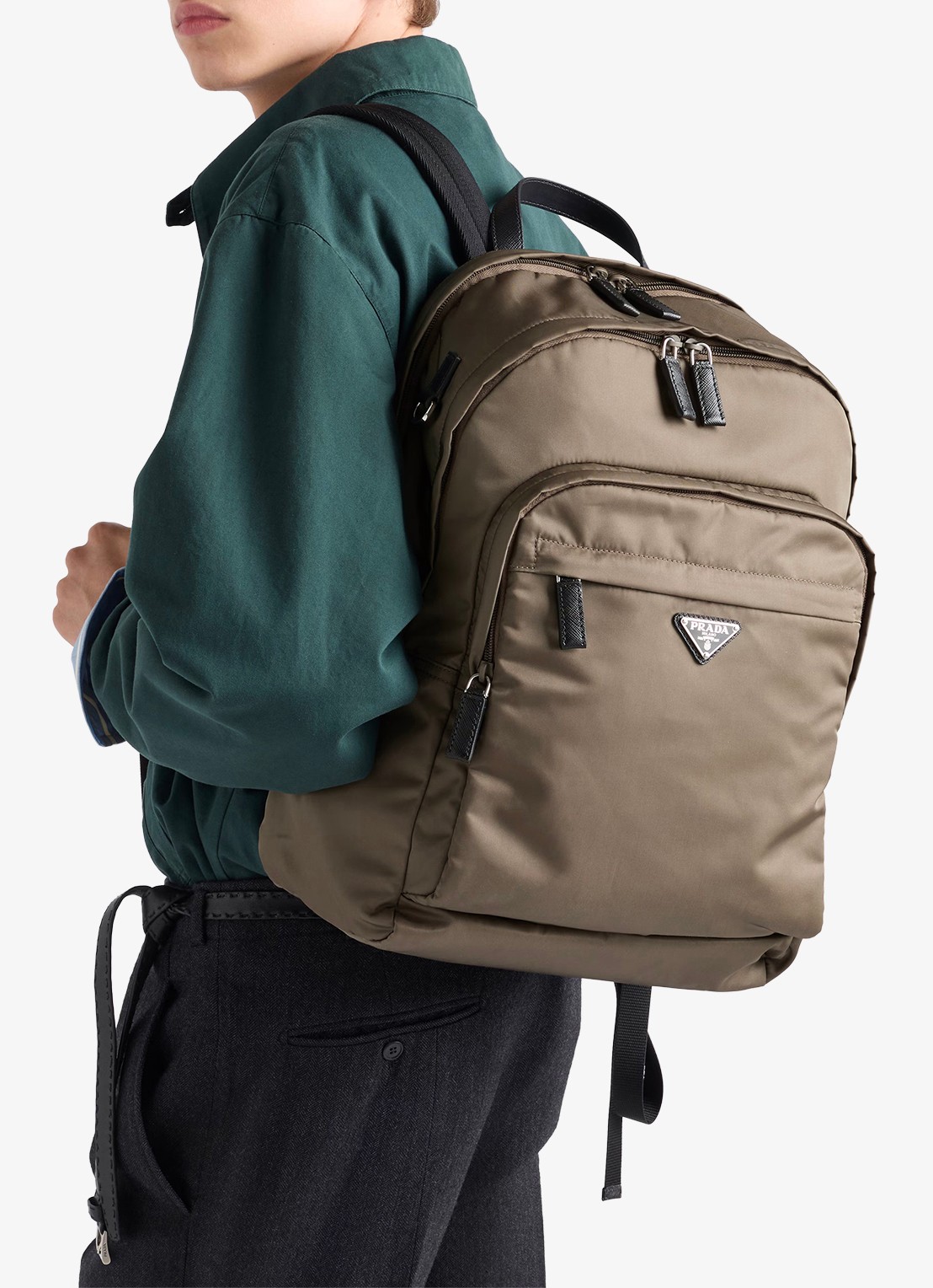 Prada Re-Nylon rugzak met logo - voorkant 3 