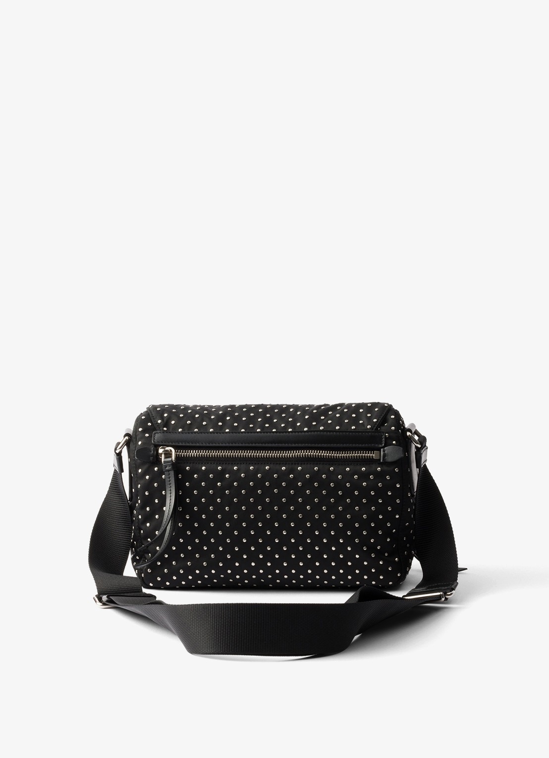 Prada Re-Nylon schoudertas met leren details en studs - achterkant zwart