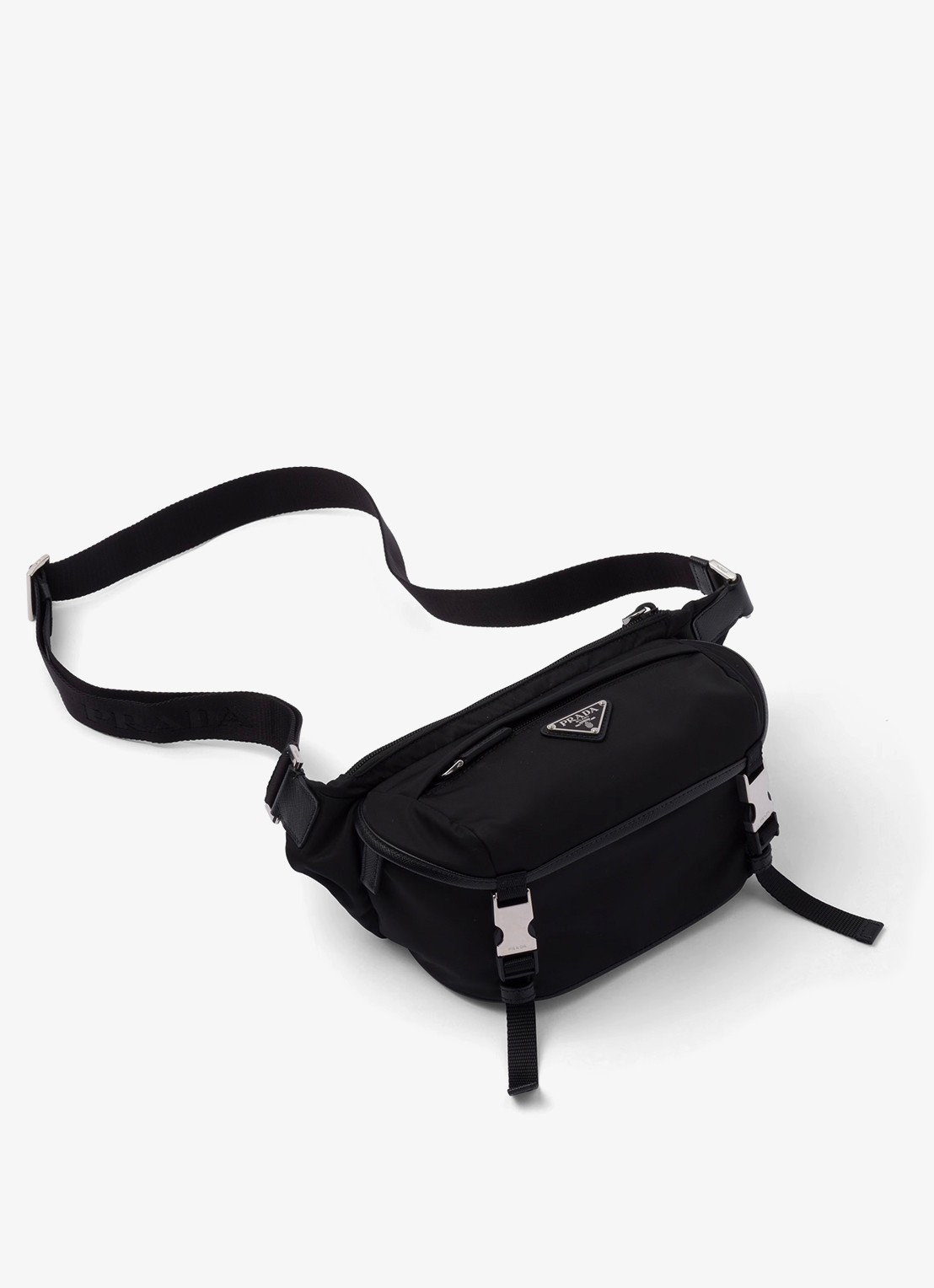 Prada Re-Nylon schoudertas met leren details - detail 4 zwart