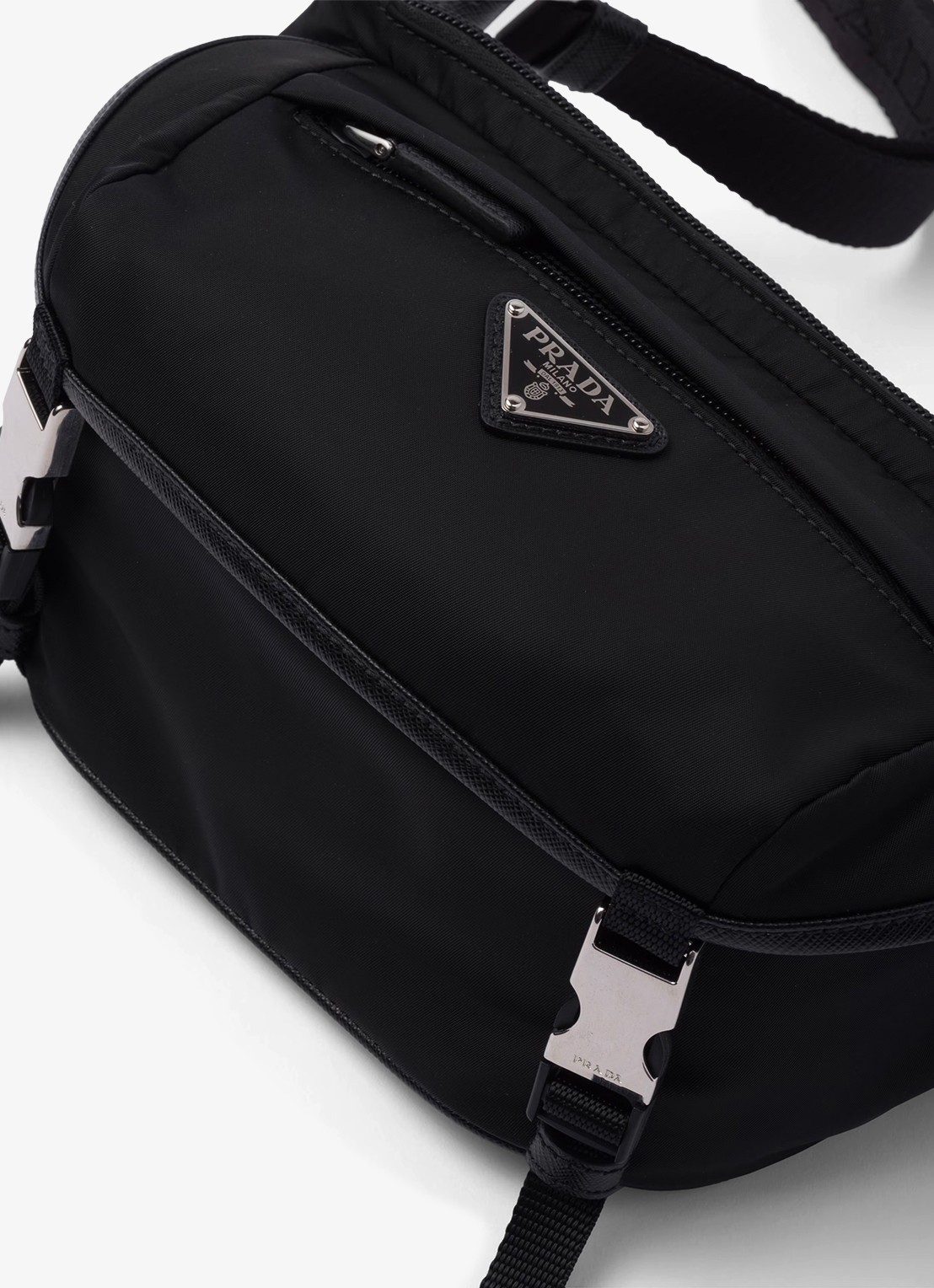 Prada Re-Nylon schoudertas met leren details - detail 6 zwart