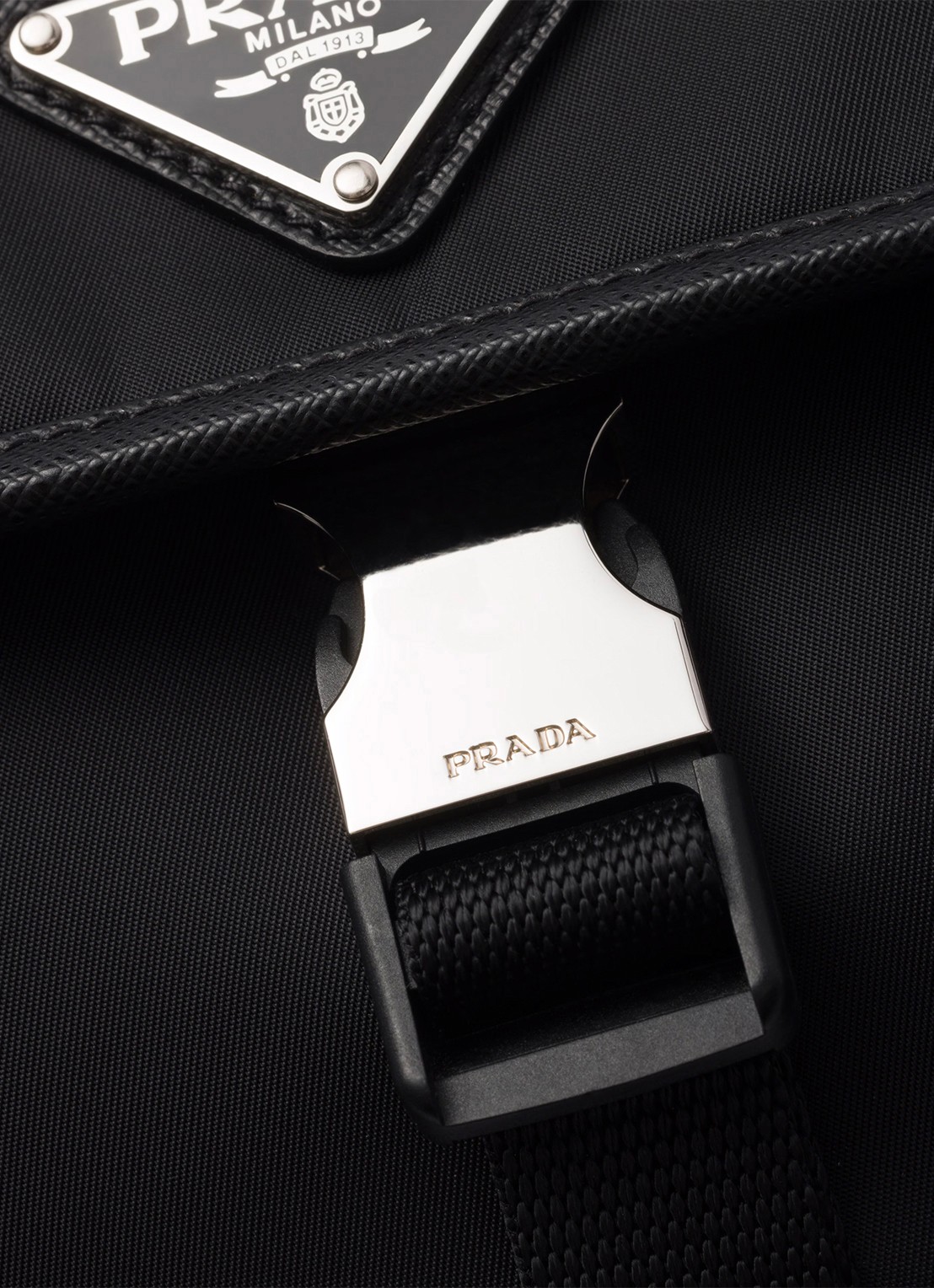 Prada Re-Nylon schoudertas met leren details - detail 5 zwart