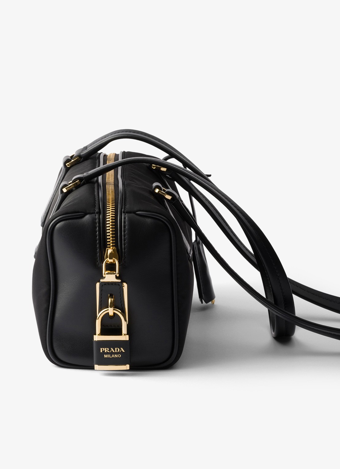 Prada Re-Nylon schoudertas met leren details - detail 4 zwart