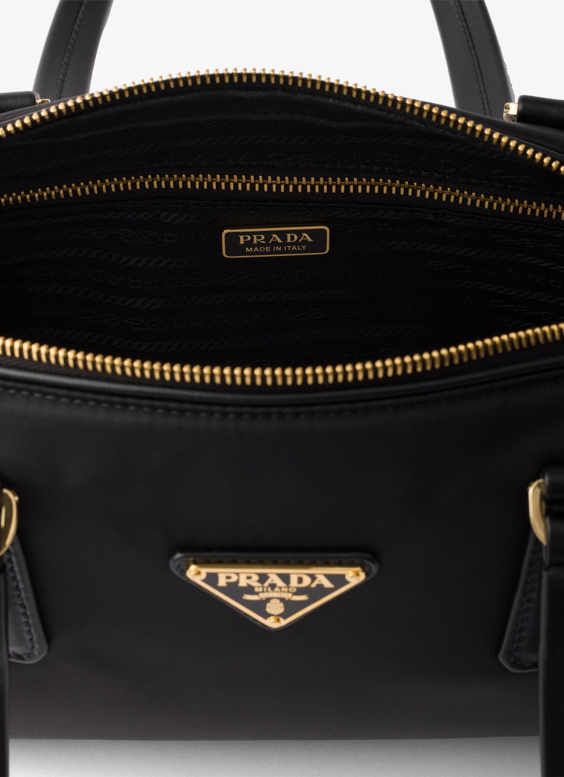 Prada Re-Nylon schoudertas met leren details - detail 5 zwart