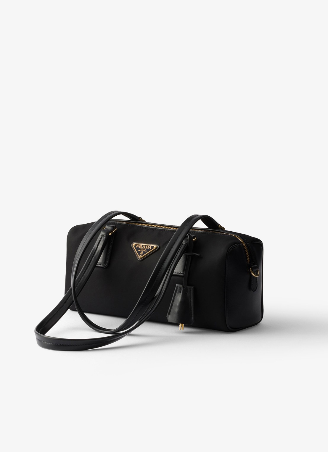 Prada Re-Nylon schoudertas met leren details - voorkant 2 zwart