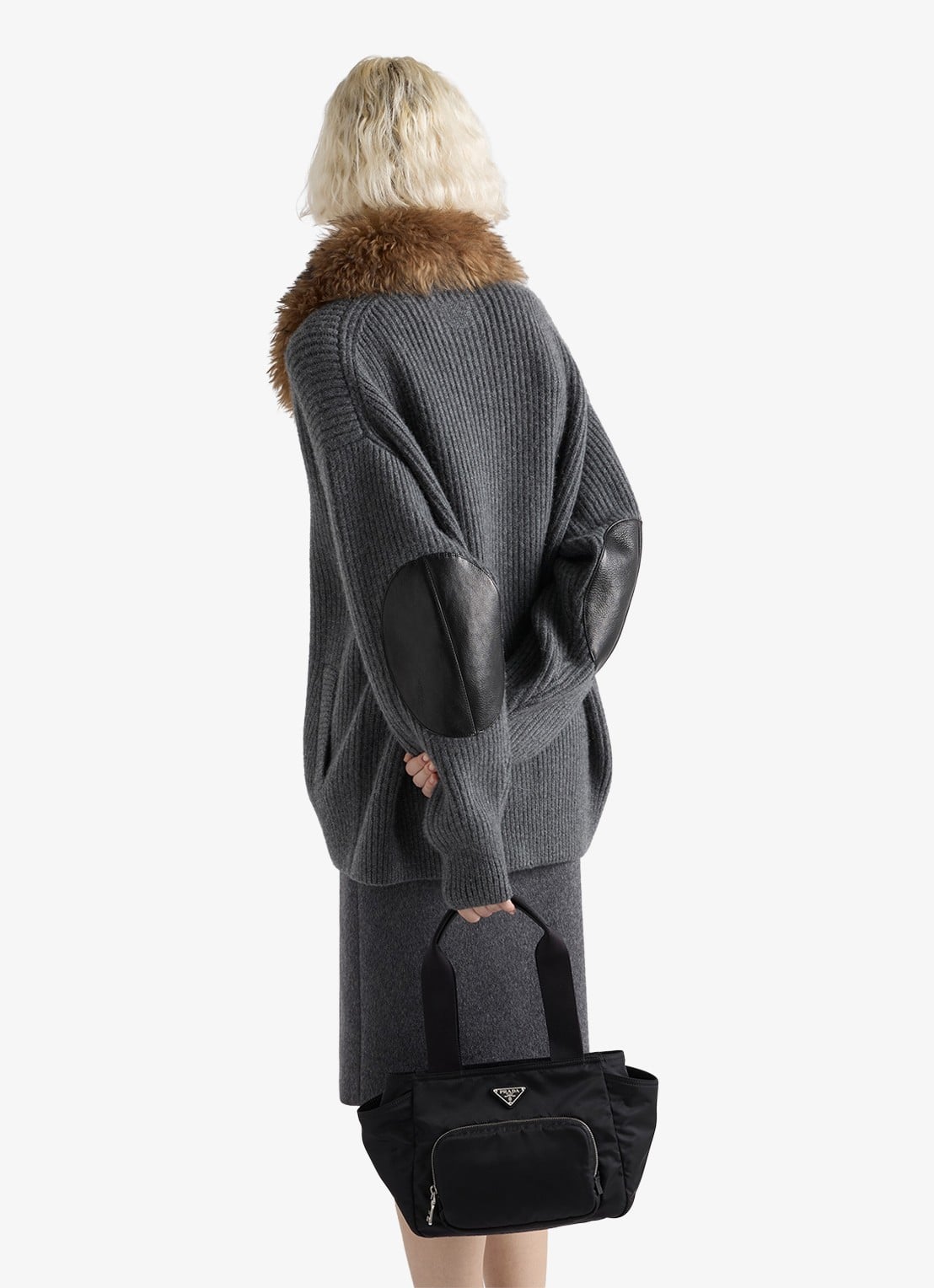 Prada Re-Nylon schoudertas met leren details - detail 4 zwart
