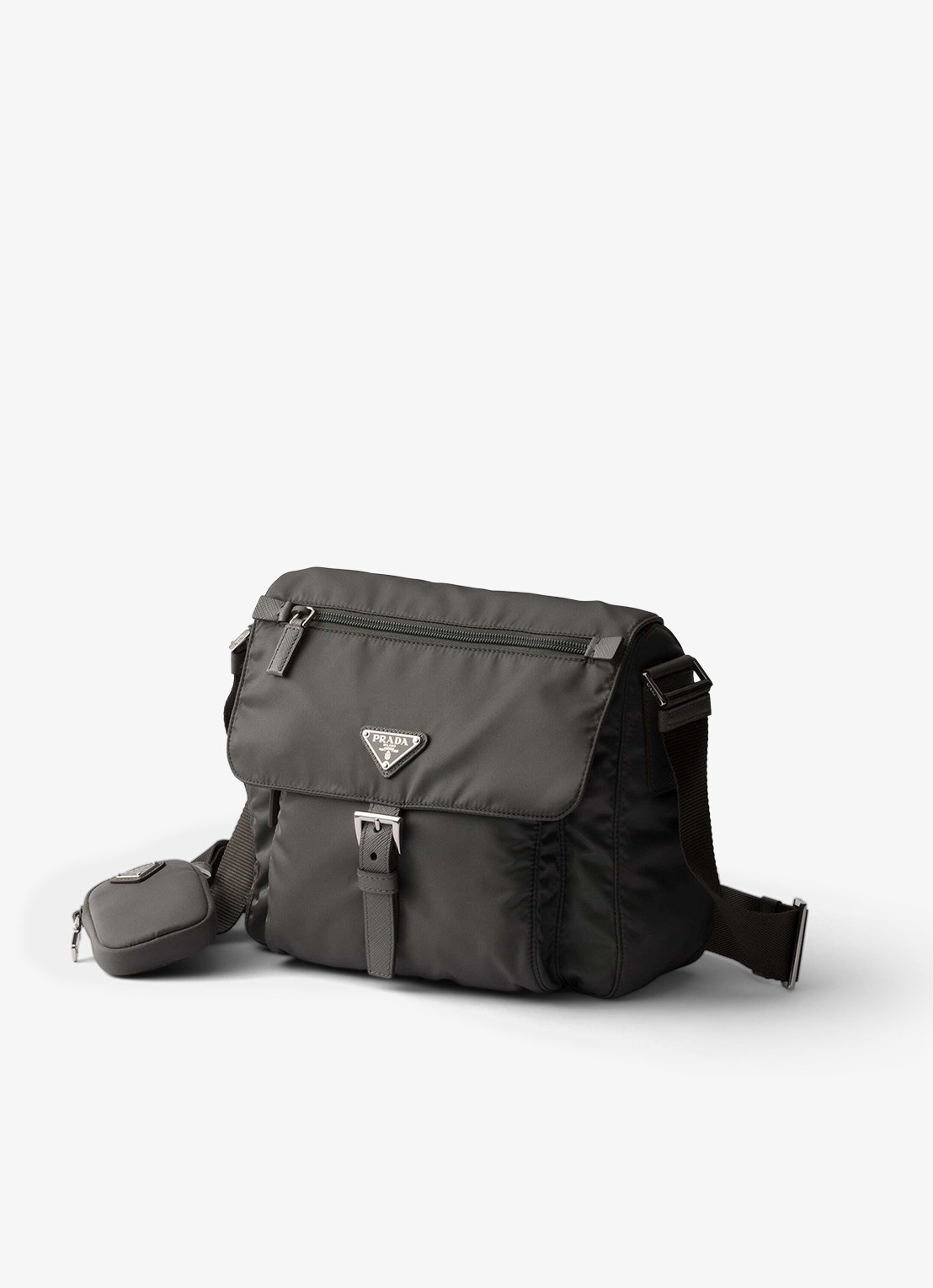 Prada Re-Nylon schoudertas met leren details - detail donkergrijs