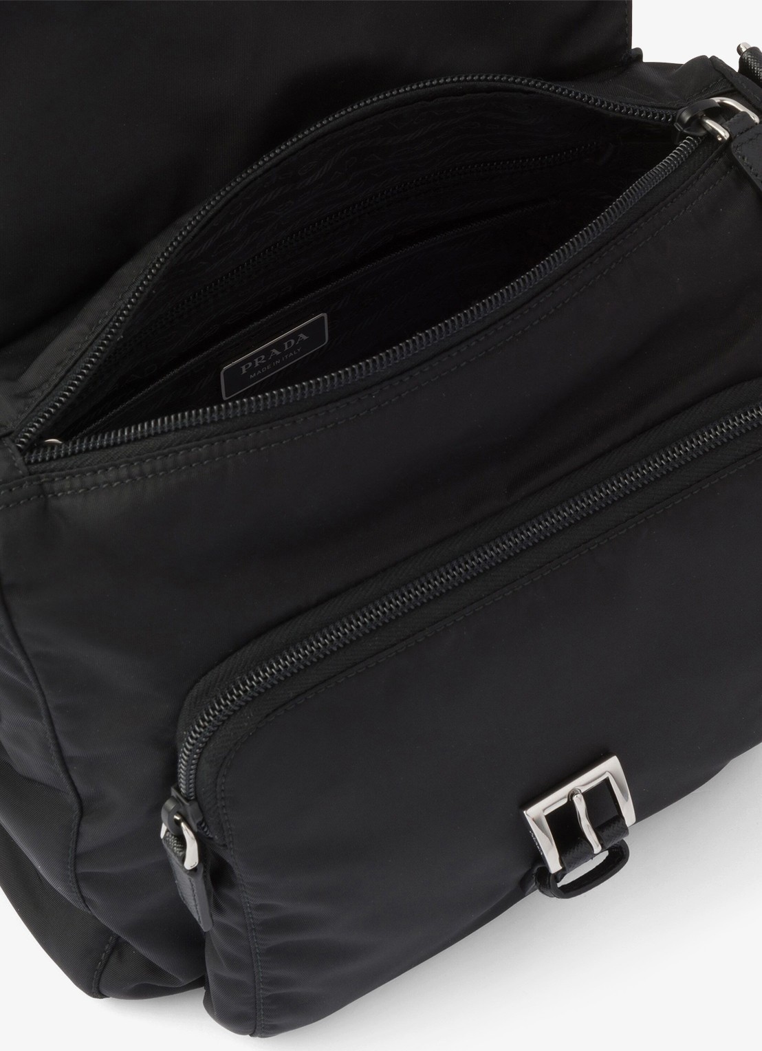 Prada Re-Nylon schoudertas met leren details - detail 5 zwart