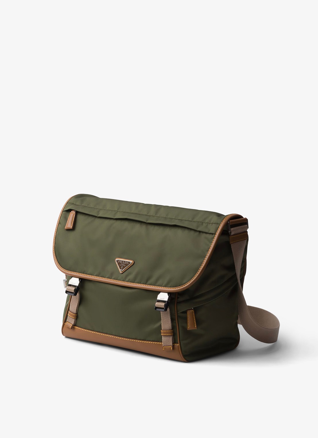 Prada Re-Nylon schoudertas met leren details - achterkant legergroen