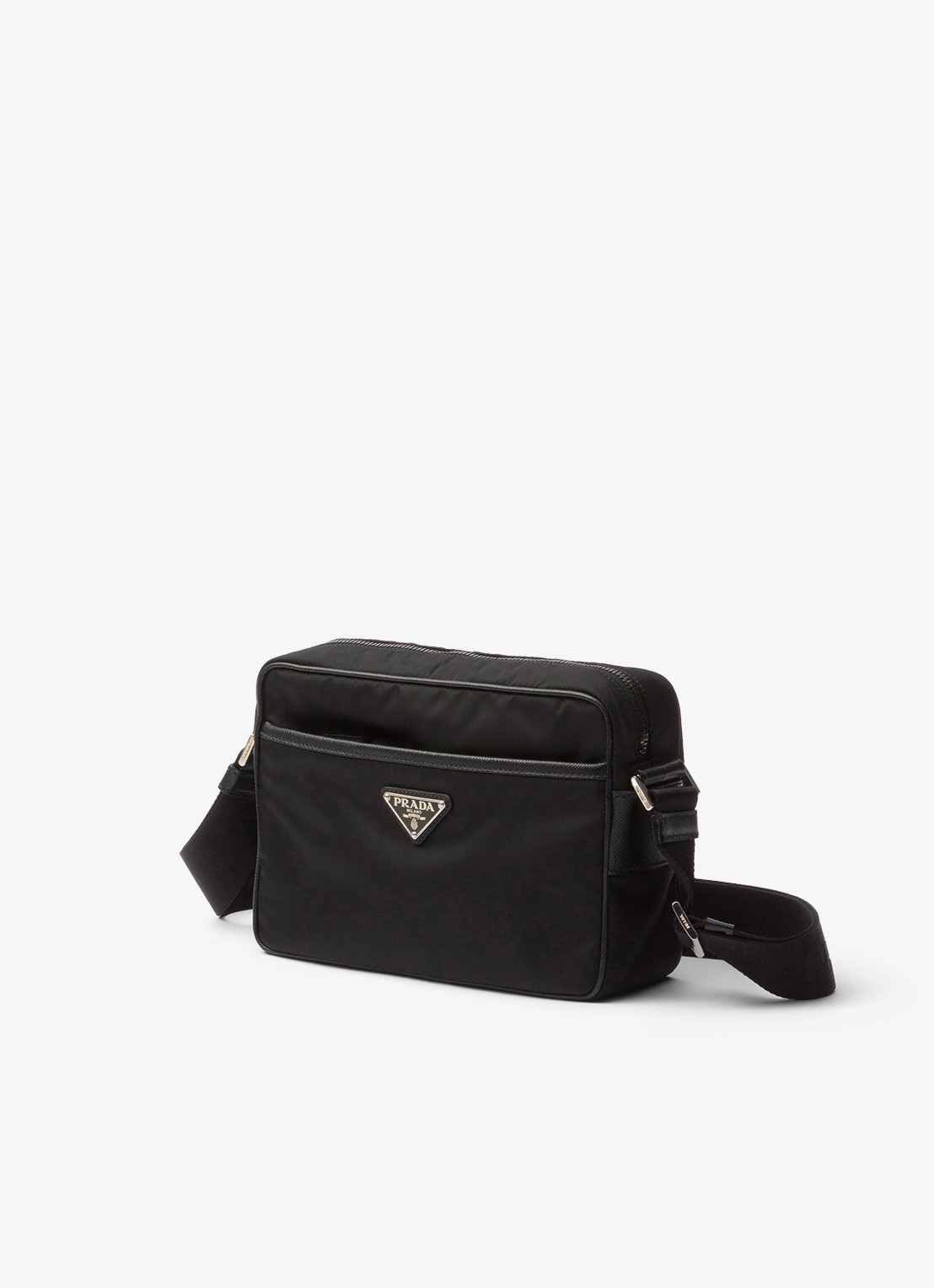 Prada Re-Nylon schoudertas met leren details - voorkant 6 zwart