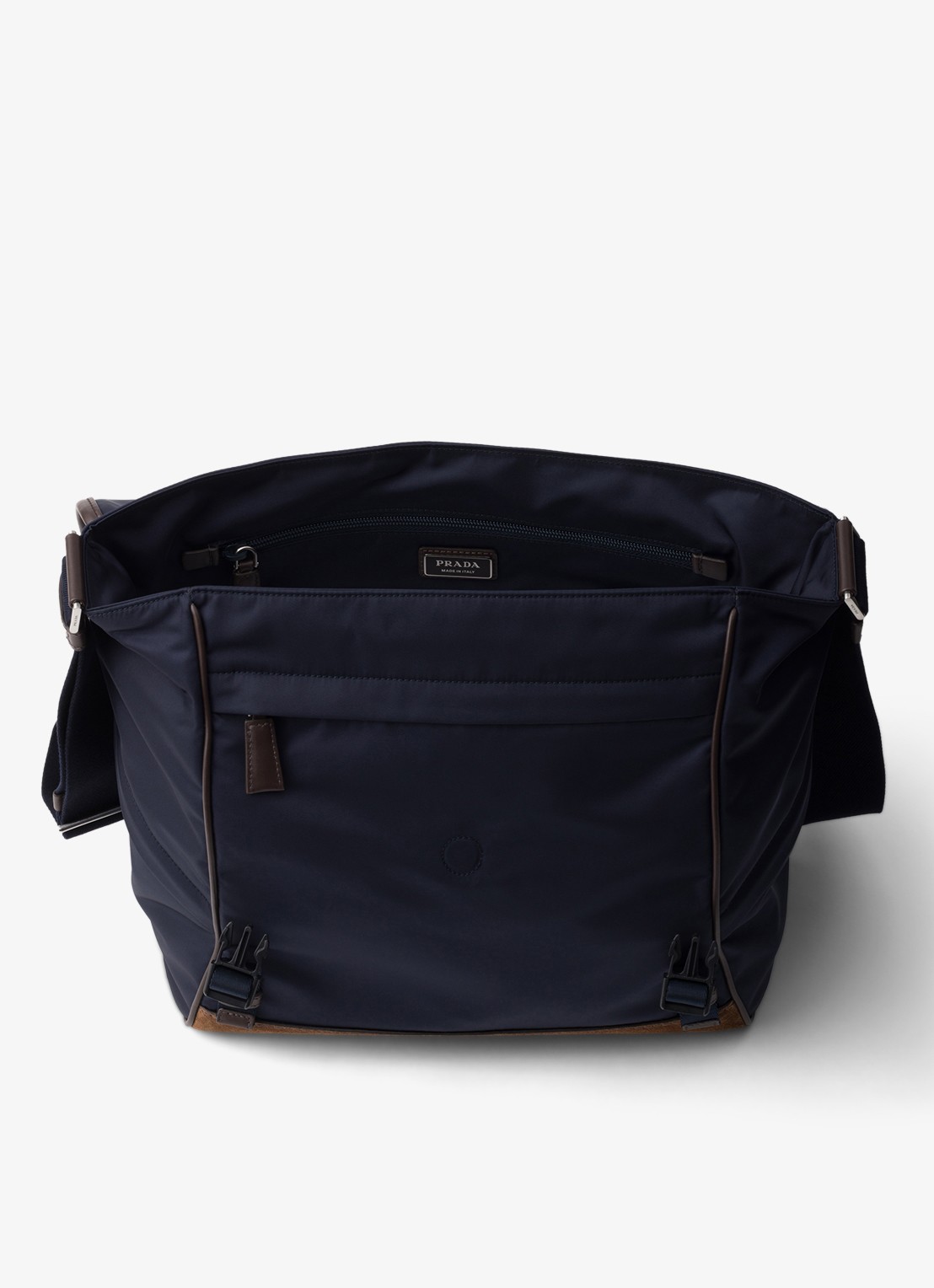 Prada Re-Nylon schoudertas met leren details - detail 5 donkerblauw