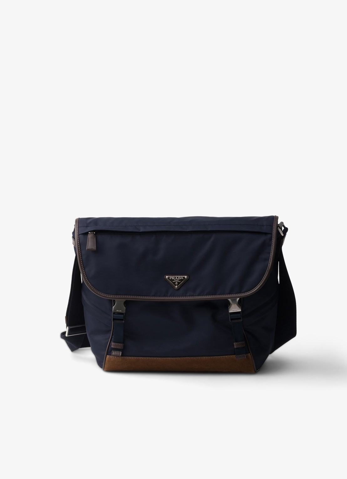 Prada Re-Nylon schoudertas met leren details - voorkant donkerblauw