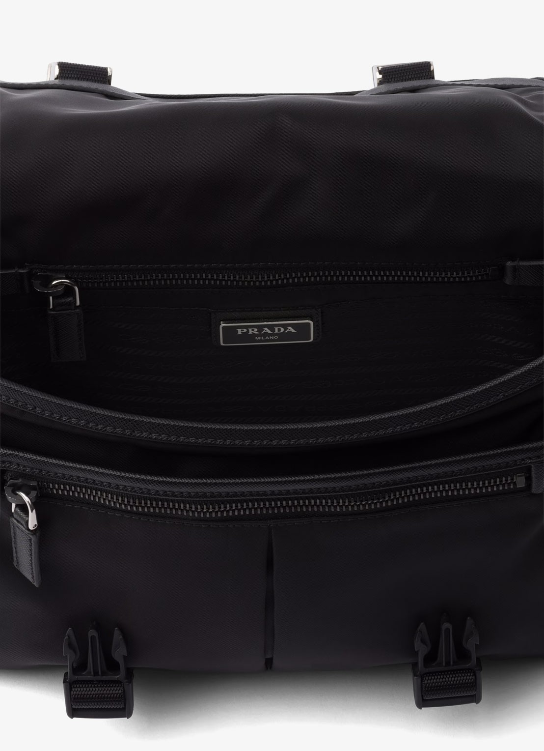Prada Re-Nylon schoudertas met leren details - detail 2 zwart
