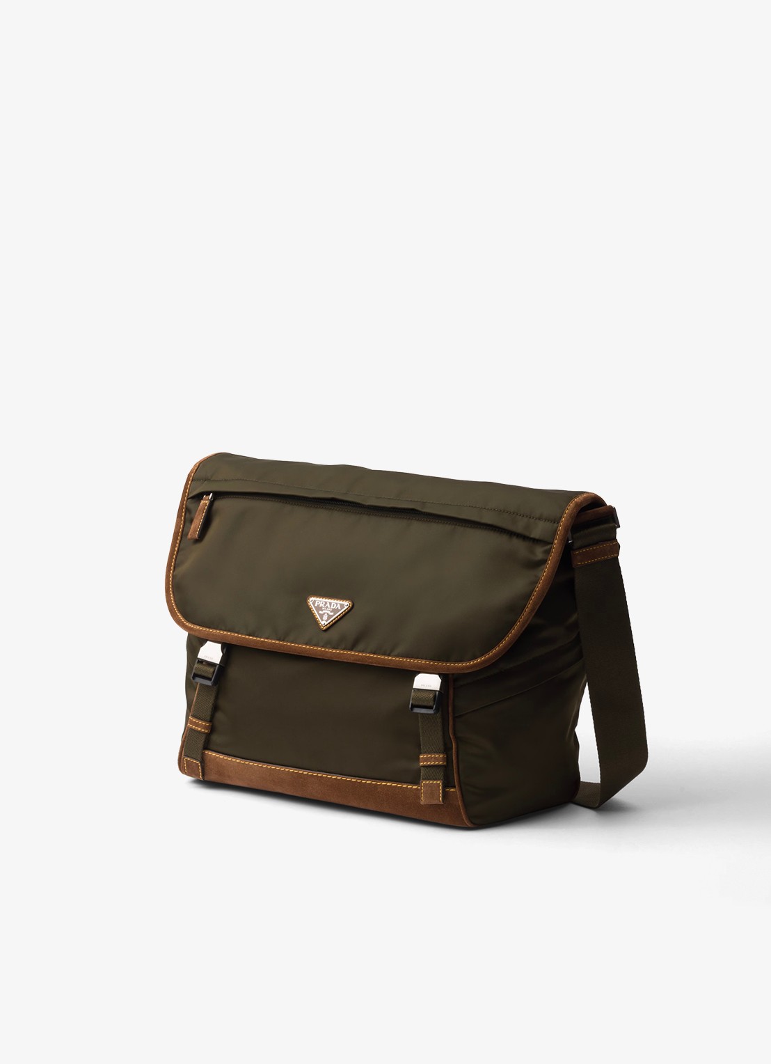 Prada Re-Nylon schoudertas met leren details - detail 4 legergroen