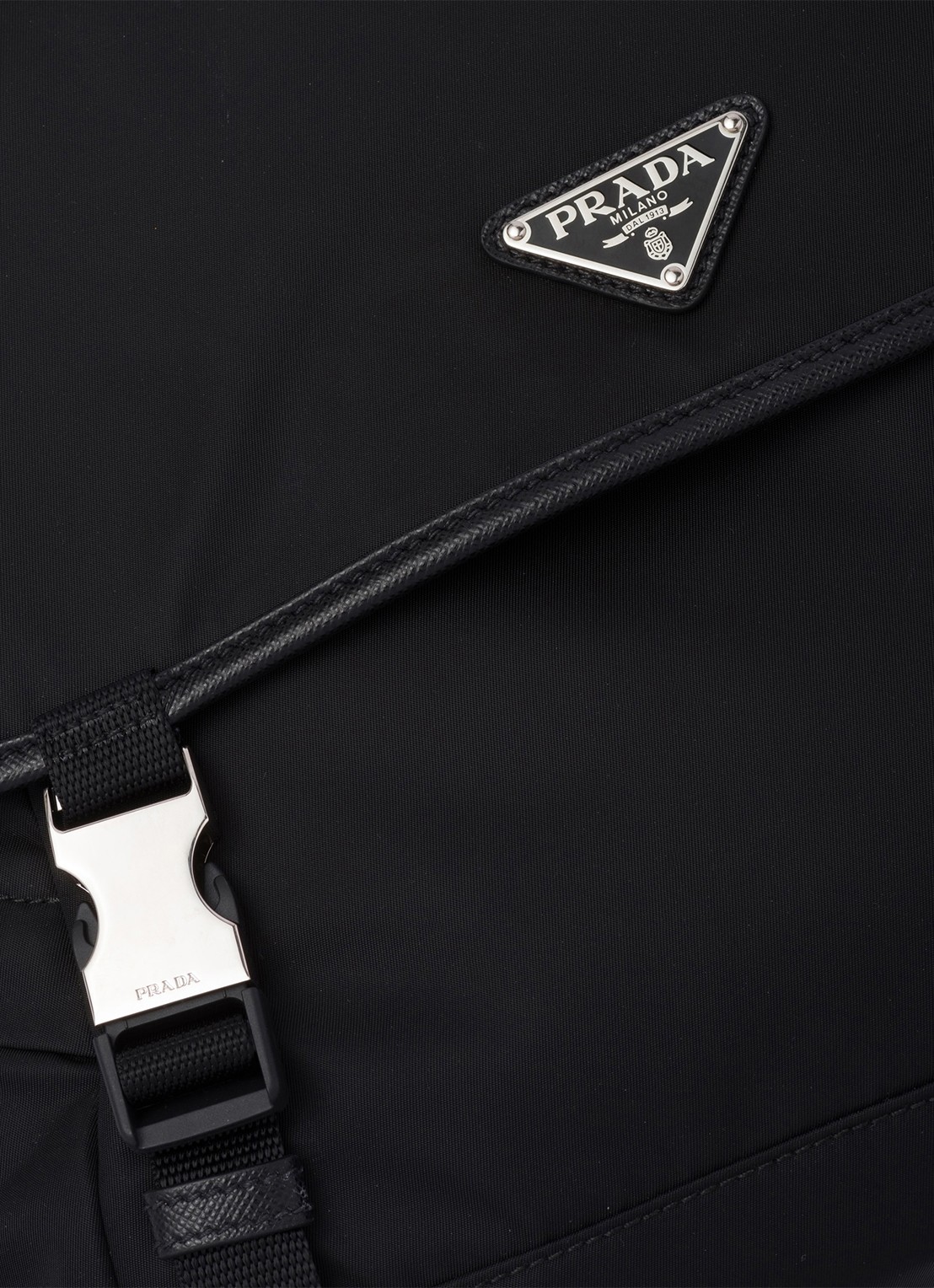 Prada Re-Nylon schoudertas met leren details - detail 5 zwart