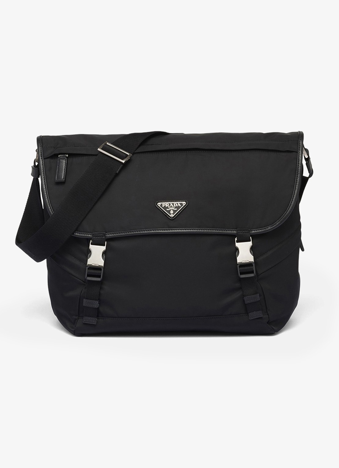 Prada Re-Nylon schoudertas met leren details - voorkant 6 zwart