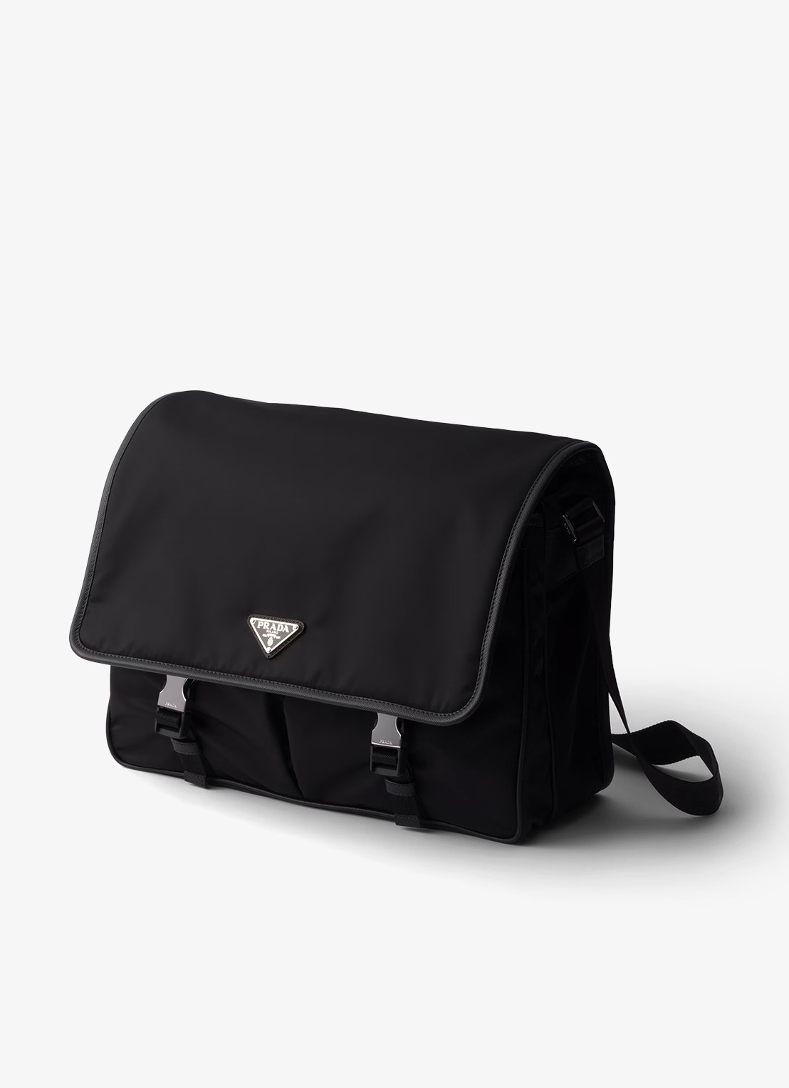 Prada Re-Nylon schoudertas met leren details - voorkant zwart