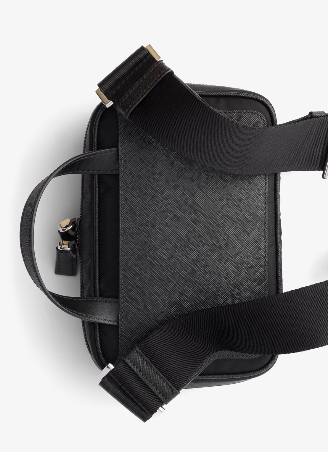 Prada Re-Nylon schoudertas met leren details - achterkant 3 zwart